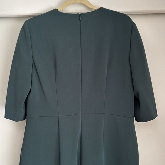 HUGO BOSS Drapiela Emerald Dark Green Crossover Front Sheath Dress NWT Size 12 - Picture 3 of 7